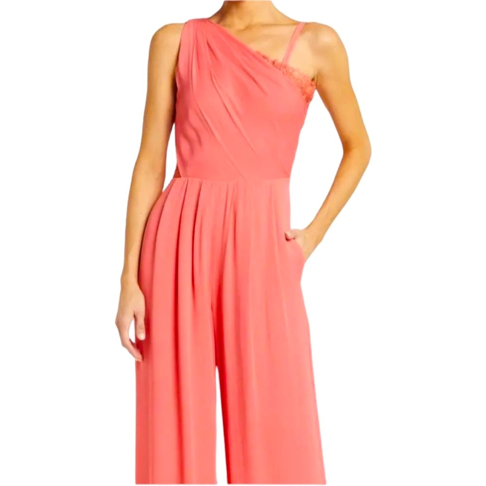 NWT REISS Coral drapey Lace One Shoulder Jumpsuit